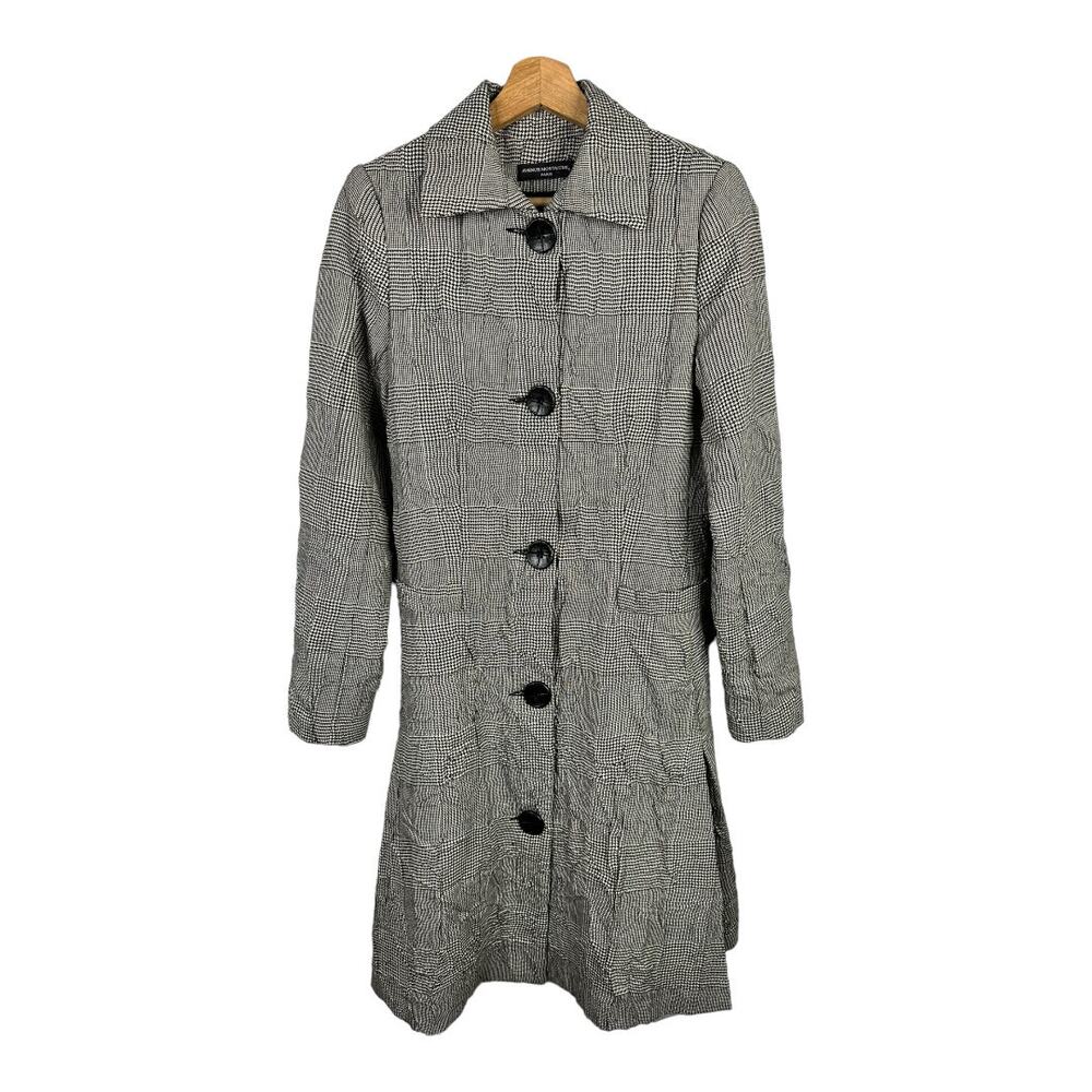 Avenue Montaigne Womens size 2 Houndstooth Log Line Pleated Crinkled Wool Jacket